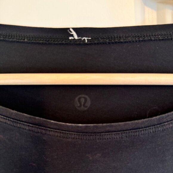 Lululemon Back In Action Long-Sleeve Shirt Top Black Relaxed Fit Cotton Blend - Picture 5 of 6